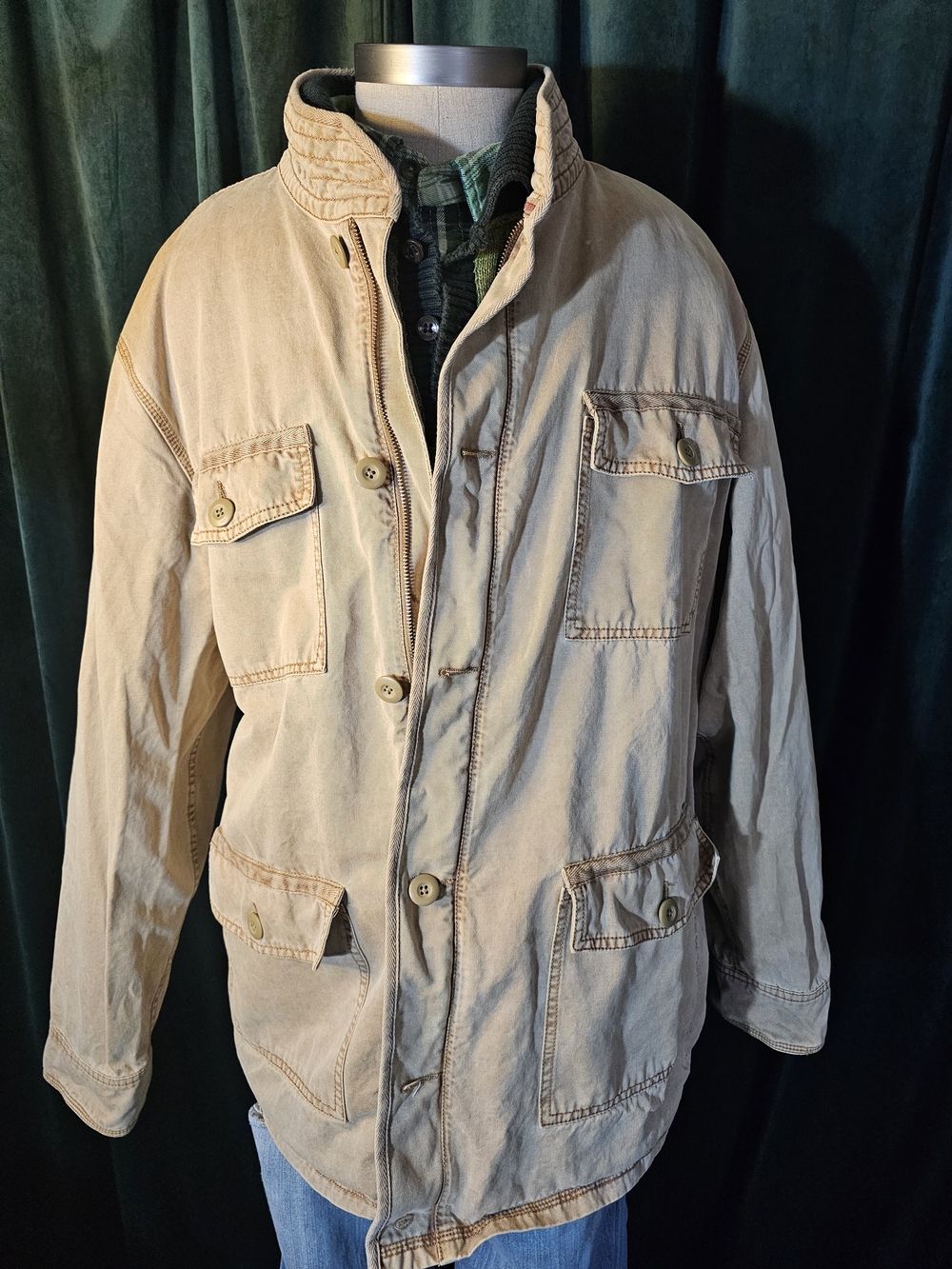 Converse Men's Beige Cotton Field Jacket - Classic Casual Outerwear